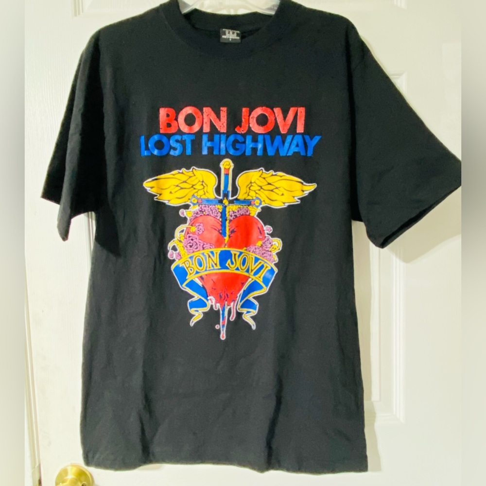Bon Jovi Men’s Lost Highway Concert Tour T-Shirt Black 2008 Size Large NWOT